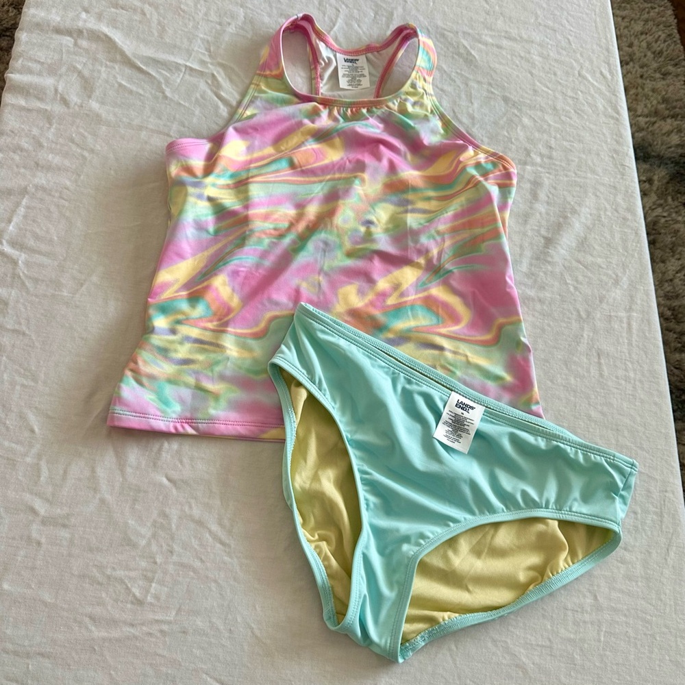Girls Lands End Swim Set in Pastel Colors